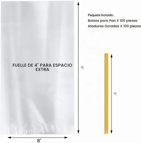 Vista 4 de Bolsas de pan reutilizables con lazos, 50 bolsas transparentes y 50 lazos, ajustables para pan casero y pan de panadería