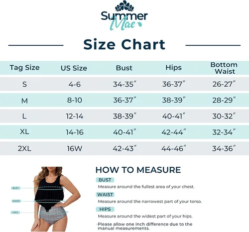 Vista 4 de Summer Mae Women's Tankini Swimsuit Ruffle Flounce Top High Waisted Bottom Bikini Set Tummy Control Bathing Suit