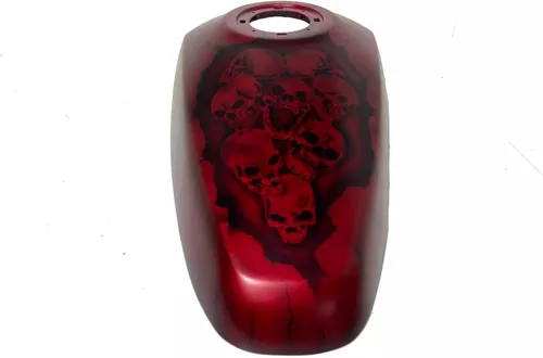 Vista 3 de Cubierta de tanque de gasolina para motocicleta Skull Nightmare simonkustom, elige tu modelo de bicicleta (amarillo mate, RE Meteor 350)