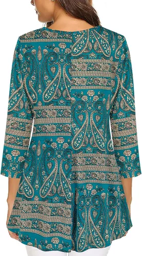 Vista 3 de Tencole Camisas de manga 34 para mujer, túnica elegante, ropa casual con estampado floral
