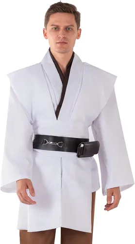 Vista 5 de Disfraz de caballero para hombre, bata de Luke Skywalker para juego de rol, trajes de capa de maestro, túnica con capucha, conjuntos completos