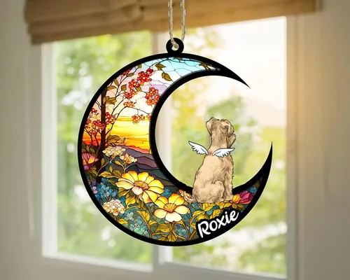 Vista 909 de LOVELYPOD Adorno de Navidad personalizado para perro Basset Hound (marrón) Basset Hound (marrón) adorno para atrapasoles de perro, razas de perros