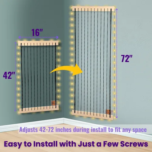 Vista 6 de Almacenamiento de animales de peluche de madera suave para habitación de los niños, soporte de pared para colgar en la puerta, organizador
