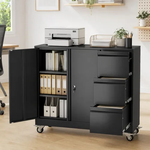 Vista 17 de 2 Drawer File Cabinet with Lock, Small Filing Cabinet for Home Office Negro