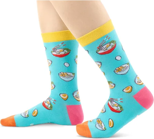 Vista 2 de HAPPYPOP Calcetines unisex divertidos para ramen, calcetines de fideos de ramen, regalos de ramen para hombres y mujeres, calcetines japoneses