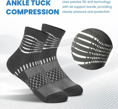 Vista 3 de IRAMY Calcetines de compresión de tobillo Coolmax para mujeres y hombres, calcetines que absorben la humedad, alivio de la fascitis plantar, 3/5