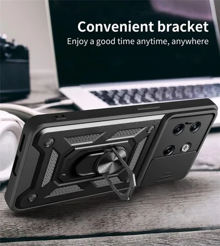 Vista 5 de Funda para OnePlus 10T 5G, Oneplus Ace Pro 5G, TPU + PC de grado militar, [soporte integrado] diseño de doble capa funda de protección resistente