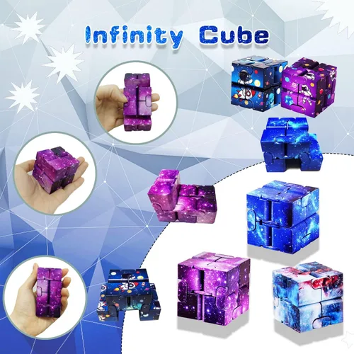 Vista 2 de 12 cubos infinitos, mini juguetes para ansiedad geniales para niños y adultos, dispositivo sensorial mejor para el estrés. Bloques de mano