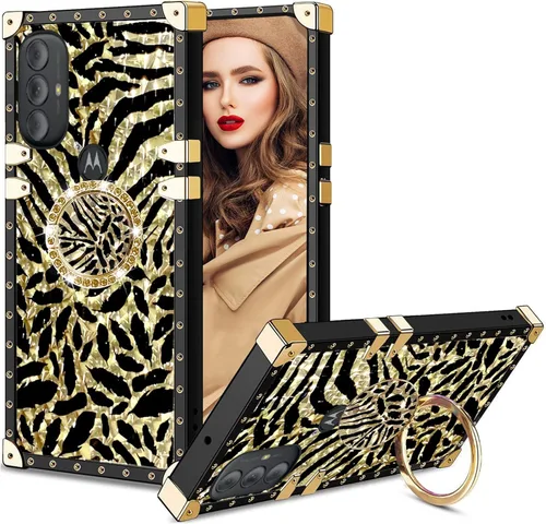 Vista 6 de Funda para teléfono Motorola G Pure 2021 / Moto G Power 2022 (6.5 pulgadas), para niñas y mujeres, con soporte de anillo, decoración de metal