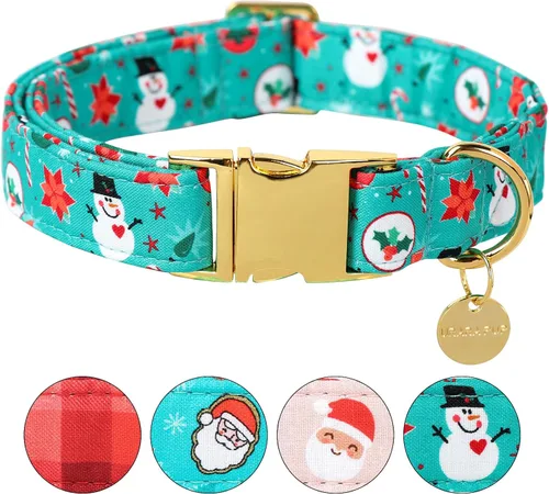 Vista 43 de Collar de perro floral azul, collar floral de algodón ajustable para primavera y verano con colgante de margarita, hebilla de liberación rápida