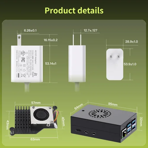 Vista 9 de iRasptek Kit de inicio para Raspberry Pi 5 8GB RAM: incluye placa de 8 GB, adaptador de alimentación USB-C Pi5 de 5.1 V 5 A, carcasa de metal Pi5