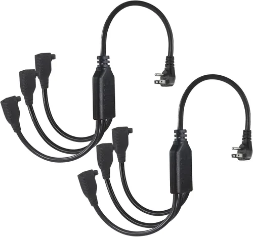Vista 14 de Cable de extensión de alimentación para exteriores de 18 pulgadas, divisor de 3 vías, cable de alimentación de 1 a 3 salidas divisores, cable