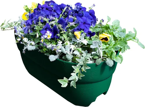 Vista 12 de Emsco Group Bloomers - Maceta de barandilla con agujeros de drenaje, maceta de resina resistente a la intemperie de 24 pulgadas, marrón, plástico