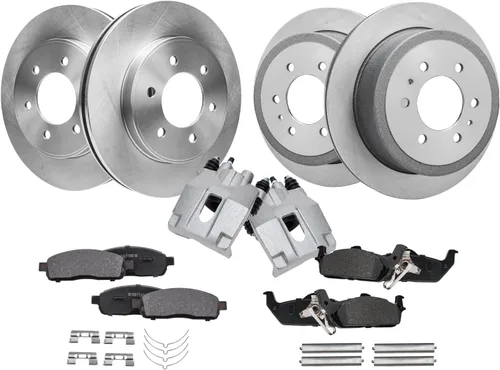 Vista 74 de Detroit Axle - Kit de frenos para Land Rover LR3 2005-2009, Rotores de freno deportivos Range Rover 2006-2009 y pastillas de freno de cerámica 2007