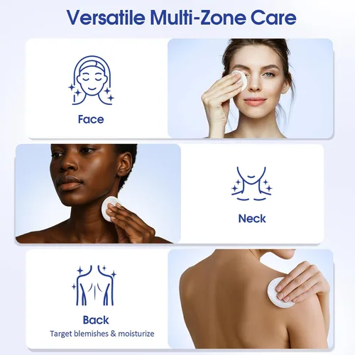 Vista 6 de Hicream Almohadillas de ácido glicólico, tónico exfoliante facial de doble textura para el cuidado de los poros y la luminosidad de la piel
