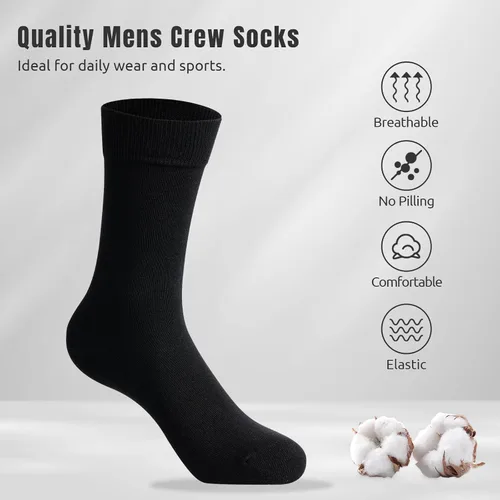 Vista 2 de Mens Dress Socks, Crew Socks for Men, Cotton Socks with Lycra Spandex Socks 4 Pairs