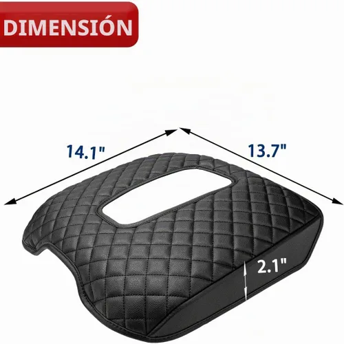 Vista 6 de KBH Funda para reposabrazos de consola central para Cadillac Escalade 2015-2020, borde de cuero de vinilo, protector de cojín de consola central