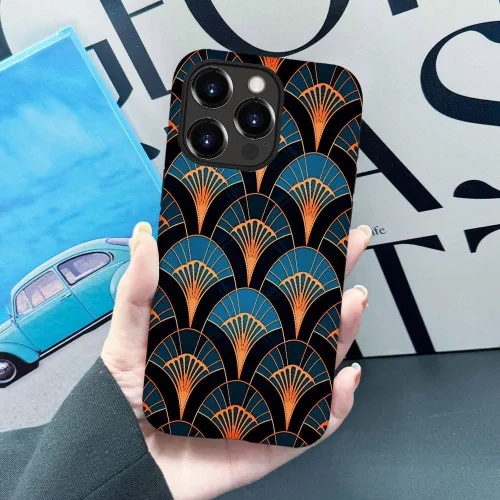 Vista 5 de CARLOCA Compatible con iPhone 12, Funda de Art Deco con patrón, TPU suave + PC duro 2 en 1, Funda protectora única con patrón, antiarañazos, TPU