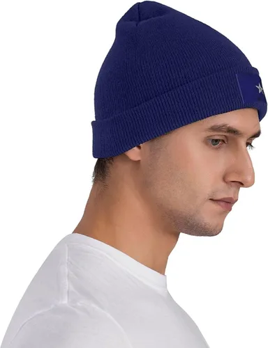 Vista 6 de Bonnie Blue Flag Texture Effect Beanie Hat for Men Women Warm Cozy Knit Skull Cap Acrylic Winter Hats