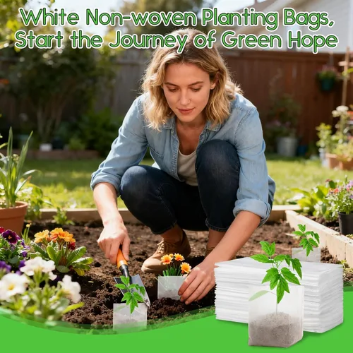 Vista 6 de MAQIHAN Bolsas de cultivo para guardería, 100 bolsas de cultivo de tela no tejida para plántulas, bolsas cuadradas para vivero de plantas pequeñas