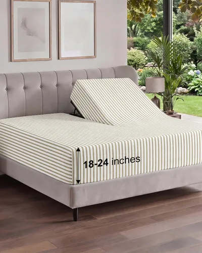 Vista 162 de Sábana bajera ajustable extra profunda Twin XL – Sábana bajera individual de lujo de hotel solamente – Se adapta fácilmente a colchones de 18 a 24