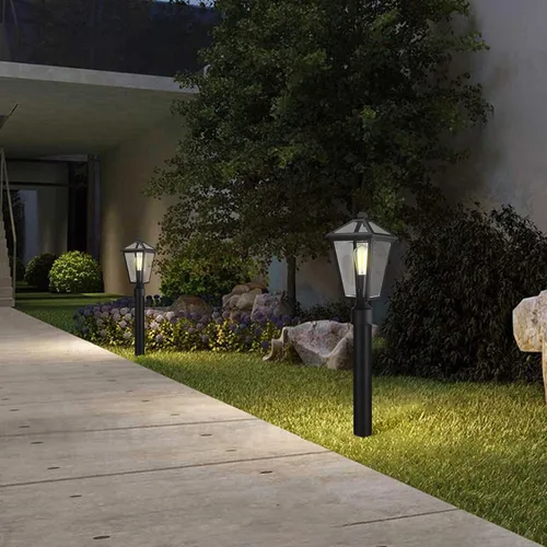 Vista 8 de Lámparas de Poste para Exteriores, Lámpara de Poste con Acabado Negro, Pilar de Aluminio Impermeable y Antioxidante, Iluminación Exterior