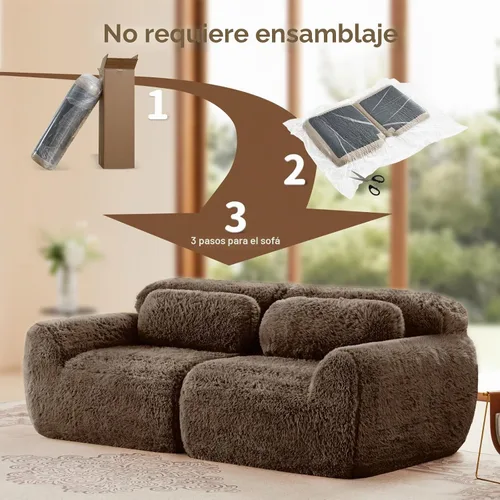Vista 9 de Sofás seccional modular de 80" modernos sin huesos para sala de estar, sofá de 2 plazas con asiento profundo y compresión, sin necesidad