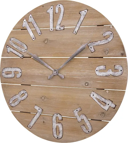 Vista 2 de LaCrosse 404-3960W Reloj de pared de cuarzo de madera rústica de 23.5 pulgadas