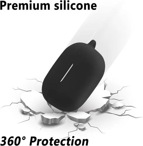 Vista 2 de Geiomoo Funda de silicona compatible con JBL Endurance Race, funda protectora con mosquetón (negro)