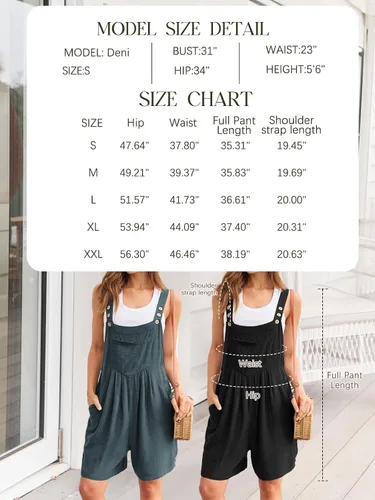 Vista 6 de AUTOMET Monos para mujer, trajes de verano, pantalones cortos, overoles de ajuste holgado, ropa cómoda a la moda 2024 sin mangas