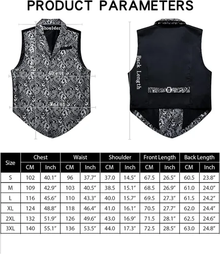 Vista 2 de BarryWang Chaleco de traje victoriano de cachemira para hombre formal de ocio a medida ajuste delgado steampunk gótico esmoquin