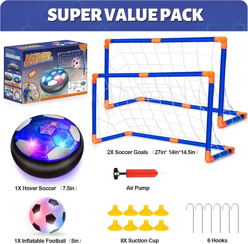 Vista 3 de Juego de Pelota de Fútbol Flotante con 2 Porterías, Juguetes de Interior para Niños de 6-8 Años, Regalo de Fútbol para Niños de 8-12 Años