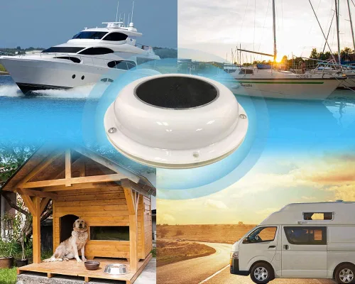 Vista 4 de Ventilador de ventilación solar sin batería para barco, yate, cámper, hogar, blanco