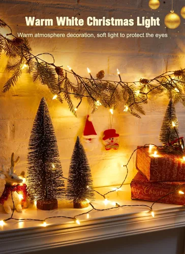 Vista 7 de Brightown Guirnalda de luces de Navidad a pilas, 20 luces LED de 8 pies con temporizador, luces de árbol de Navidad para interiores y exteriores