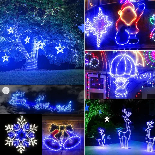 Vista 4 de Luces solares de cuerda para exteriores, impermeables, LED, 200 luces LED de cuerda solar, 72 pies, 8 modos con control remoto, flexible, tubo solar