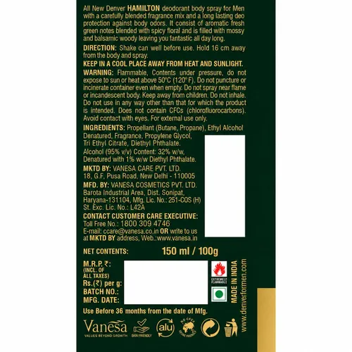 Vista 7 de Denver Hamilton - Desodorante corporal en espray para hombres, 5.6 fl oz, fragancia de larga duración y protección contra olores, mezcla aromática