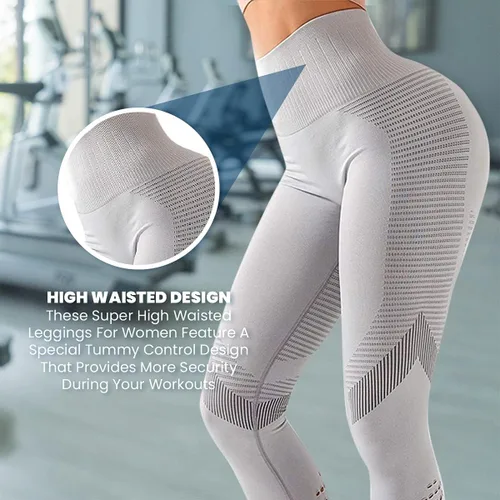 Vista 3 de Leggings de yoga de cintura alta para entrenamiento control de abdomen pantalones de yoga a prueba de sudor pantalones de yoga de nailon y elastano