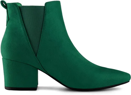 Vista 6 de Allegra K Botas Chelsea con tacón de bloque y punta puntiaguda para mujer