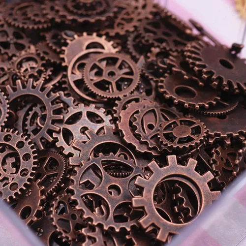 Vista 8 de Aokbean 150 piezas de metal, bronce, vintage, variadas, para hacer joyería. Gargantillas, relojes, ruedas