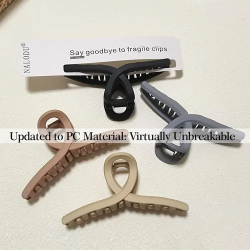 Vista 2 de Pinzas para el cabello de 4.3 pulgadas, grandes, antideslizantes, grandes mate, clip de mariposa para cabello fino y grueso, paquete de 4