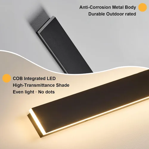 Vista 8 de Juego de 2 luces de pared para exteriores de 92.5 pulgadas, 3000-6000 K, apliques de pared modernos lineales IP65, impermeables, 3CCT seleccionables