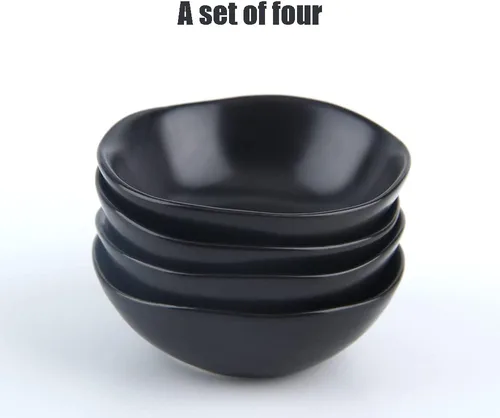 Vista 8 de Platos de cerámica mate para salsa de soja, cuencos de salsa de soja para sushi negra, platos de aperitivo con borde irregular para cocina, hogar