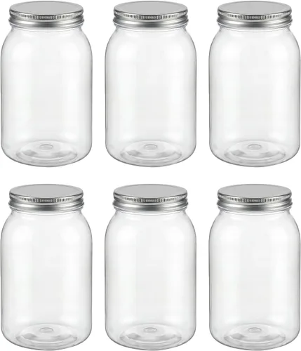 Vista 8 de novelinks Tarros de plástico de 32 onzas y tarros de plástico transparente Negro