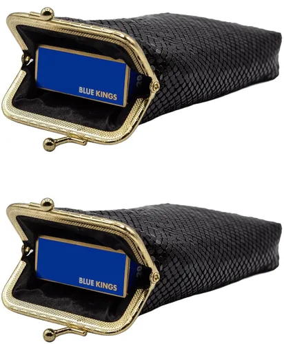 Vista 2 de Juego de 2 monederos largos vintage de malla metálica suave (0.118 in, negro)