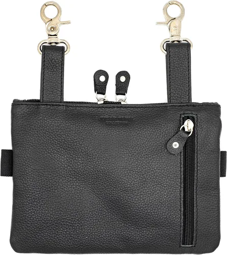 Vista 3 de Riñonera de motociclista de cuero real para hombre, bolsa de cintura de piel con lazo para la cintura, se convierte en bolso cruzado, con trabillas