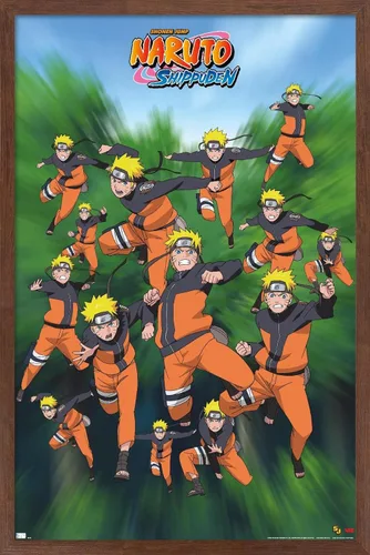 Vista 18 de Trends International Naruto Shippuden - Póster de pared de poses, 14.725 x 22.375 pulgadas, versión enmarcada de madera de granero
