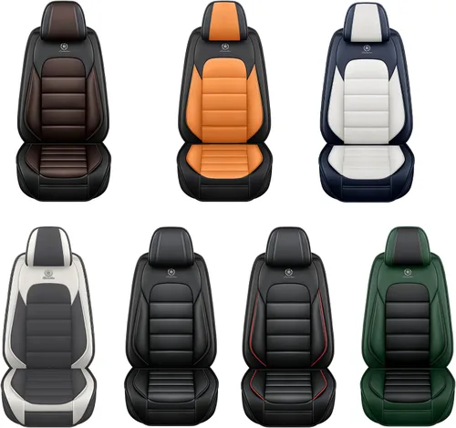 Vista 6 de Funda de asiento para Nissan Murano 2003-2026, protector de asiento de cuero impermeable compatible con bolsa de aire (par delantero, negro clásico)
