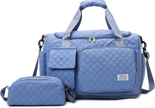 Vista 359 de Pequeña bolsa de gimnasio para mujer, bolsa de viaje con compartimento para zapatos