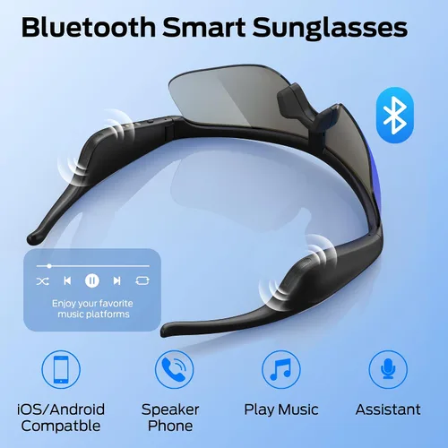 Vista 3 de Monster Gafas Inteligentes, Gafas de Sol Polarizadas con Bluetooth para Hombres y Mujeres, Gafas Deportivas Inteligentes con Micrófono Integrado
