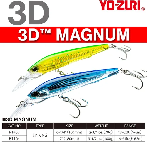 Vista 2 de Yo-Zuri Yo Zuri R 3 D Magnum Trolling Señuelo de hundimiento